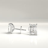 Hensley Lab-Grown Emerald Cut Hidden Halo Stud Earrings