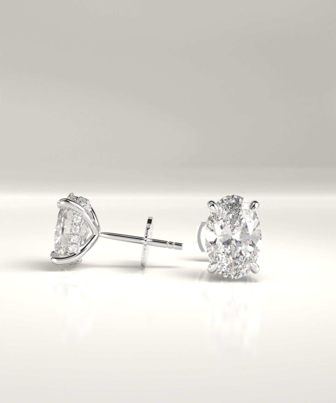 Hensley Lab-Grown Oval Hidden Halo Stud Earrings