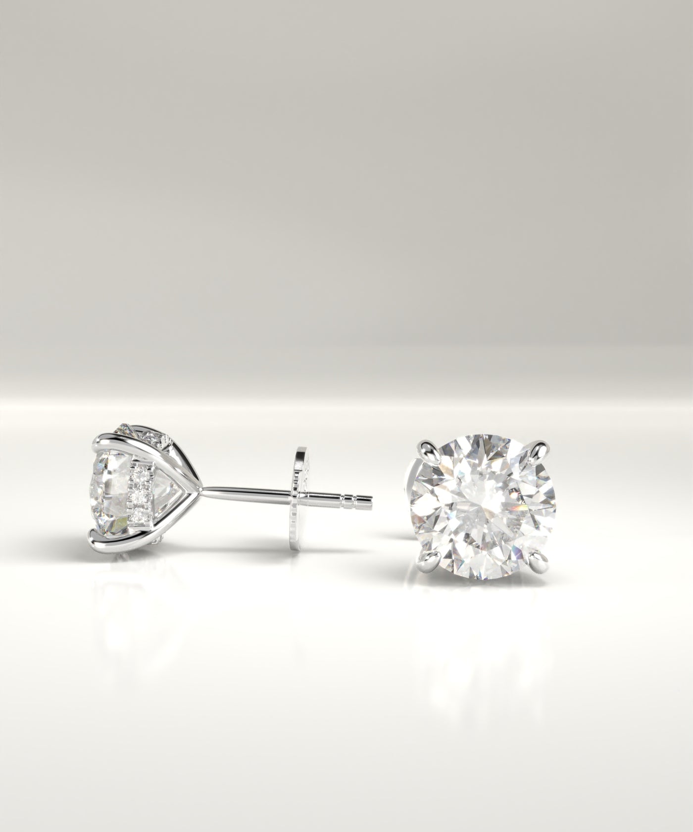 Hensley Round Lab-Grown Hidden Halo Stud Earrings