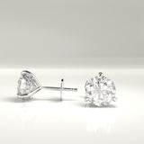 Hensley Round Lab-Grown Three Prong Hidden Halo Stud Earrings