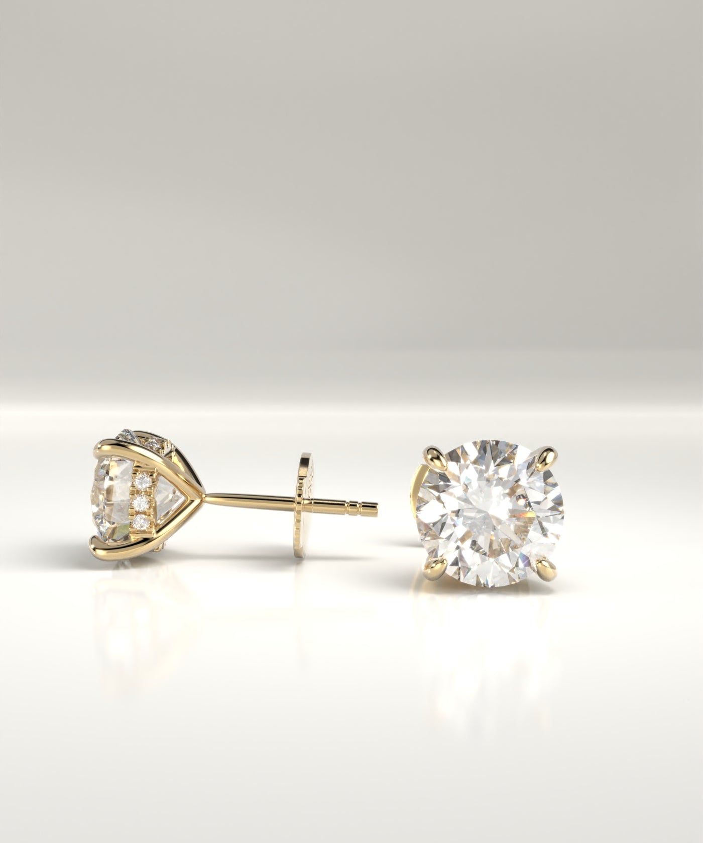 Hensley Natural Round Diamond Hidden Halo Stud Earrings