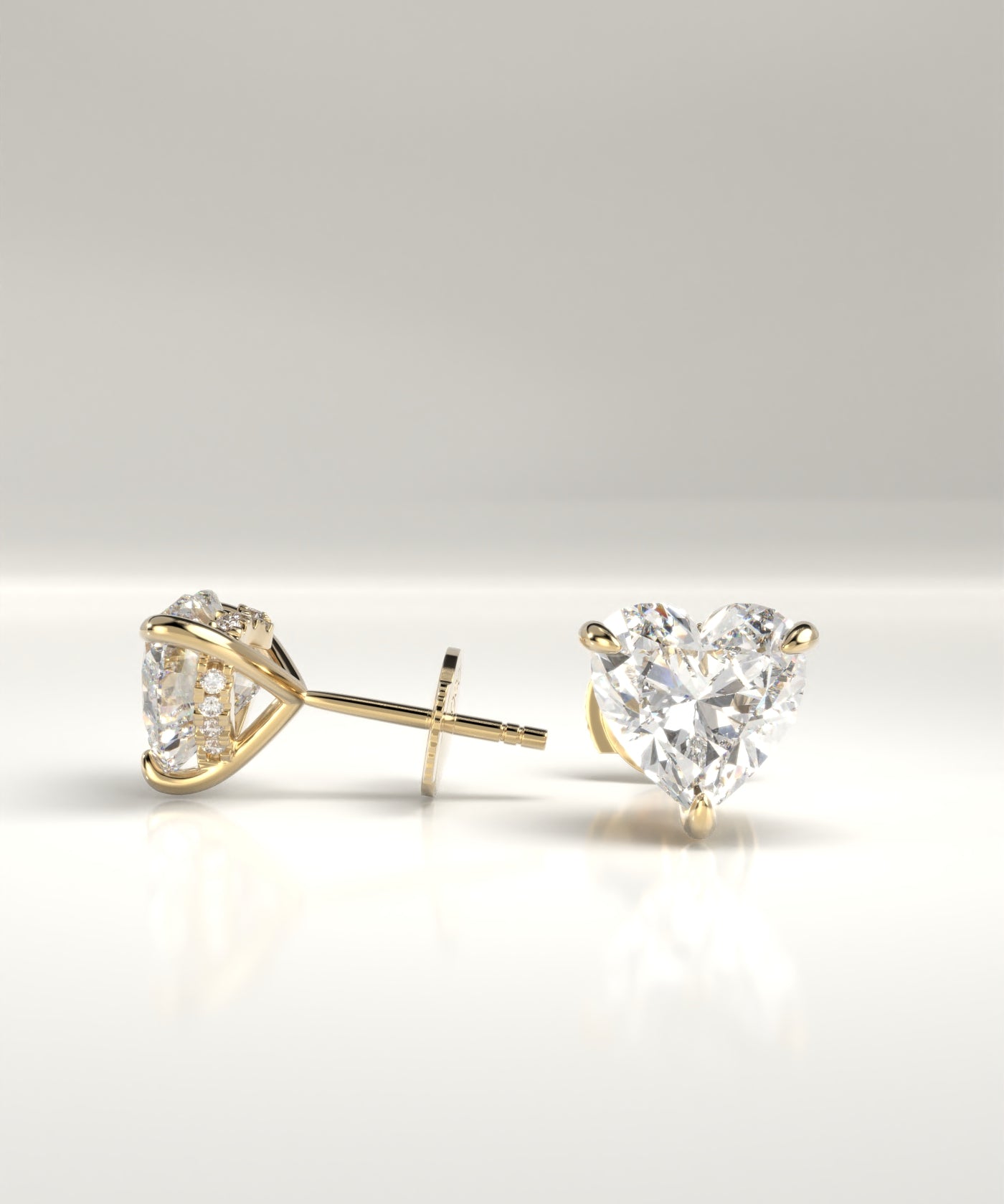 Hensley Natural Heart Shape Diamond Hidden Halo Stud Earrings