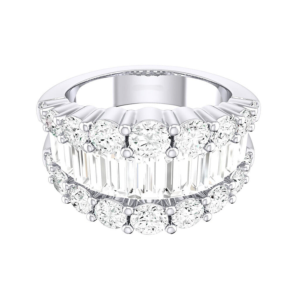 Baguette And Round Diamond Wide Fashion Ring