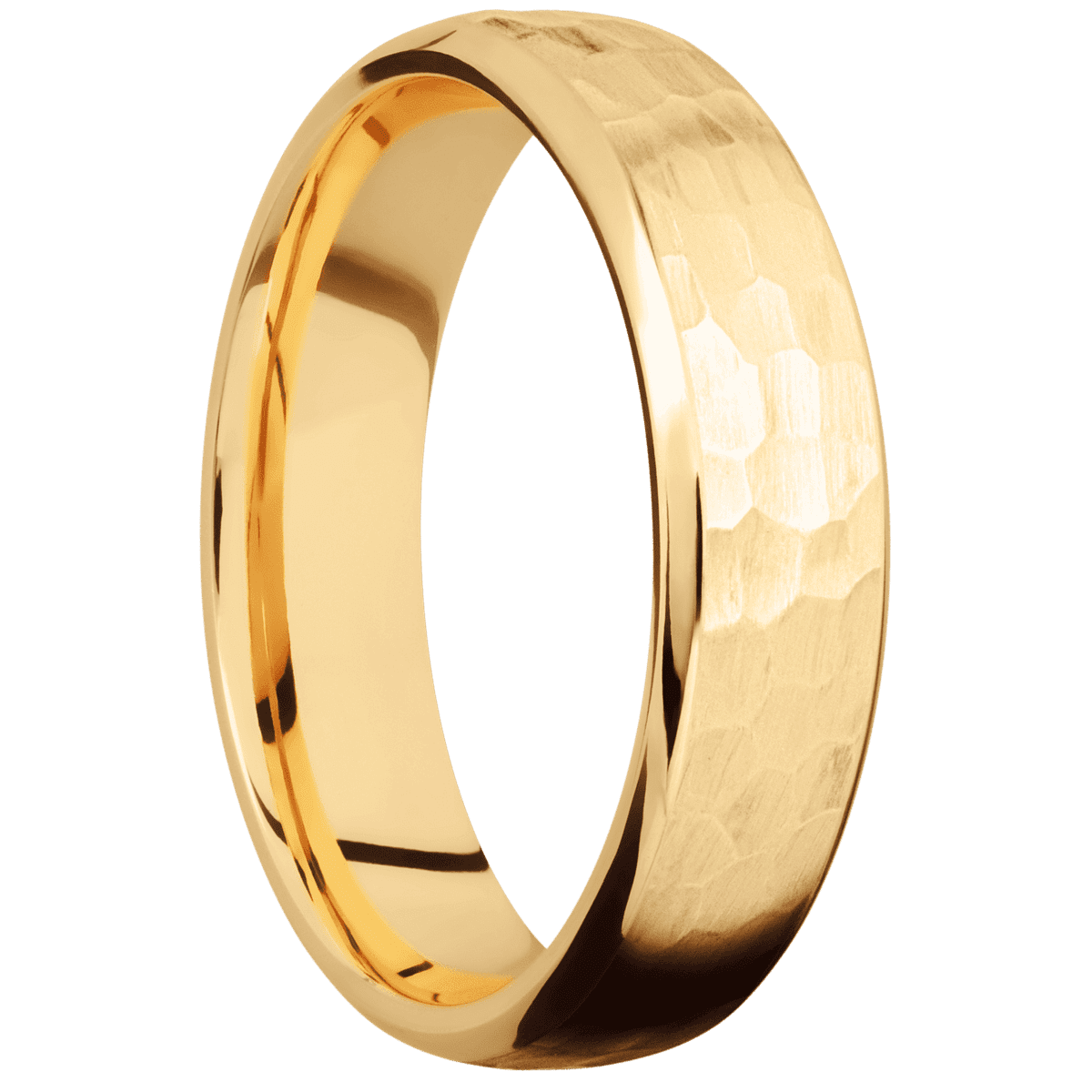14K Yellow Gold + Hammer , Polish Finish