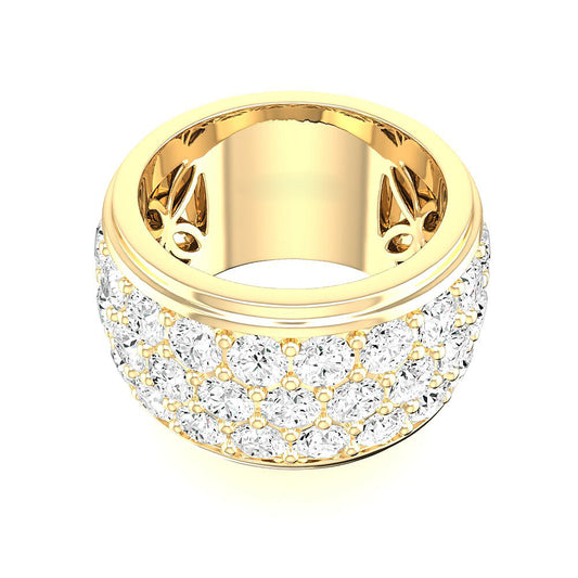 Three Row Pave Diamond Wide Fashion Ring