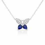 White Gold Sapphire and Diamond Butterfly Necklace