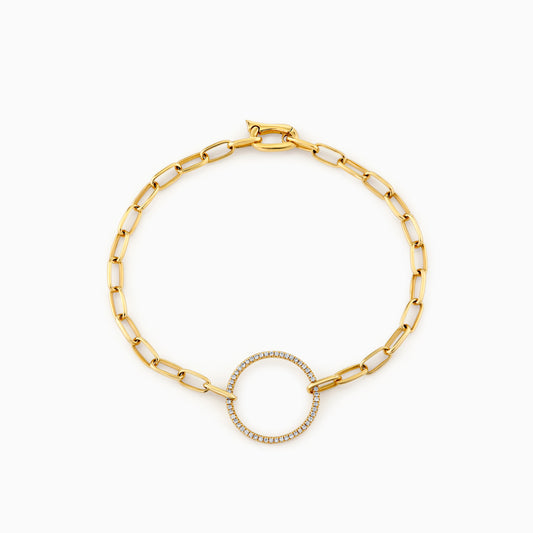 14K Yellow Gold Pave Circle Fashion Bracelet