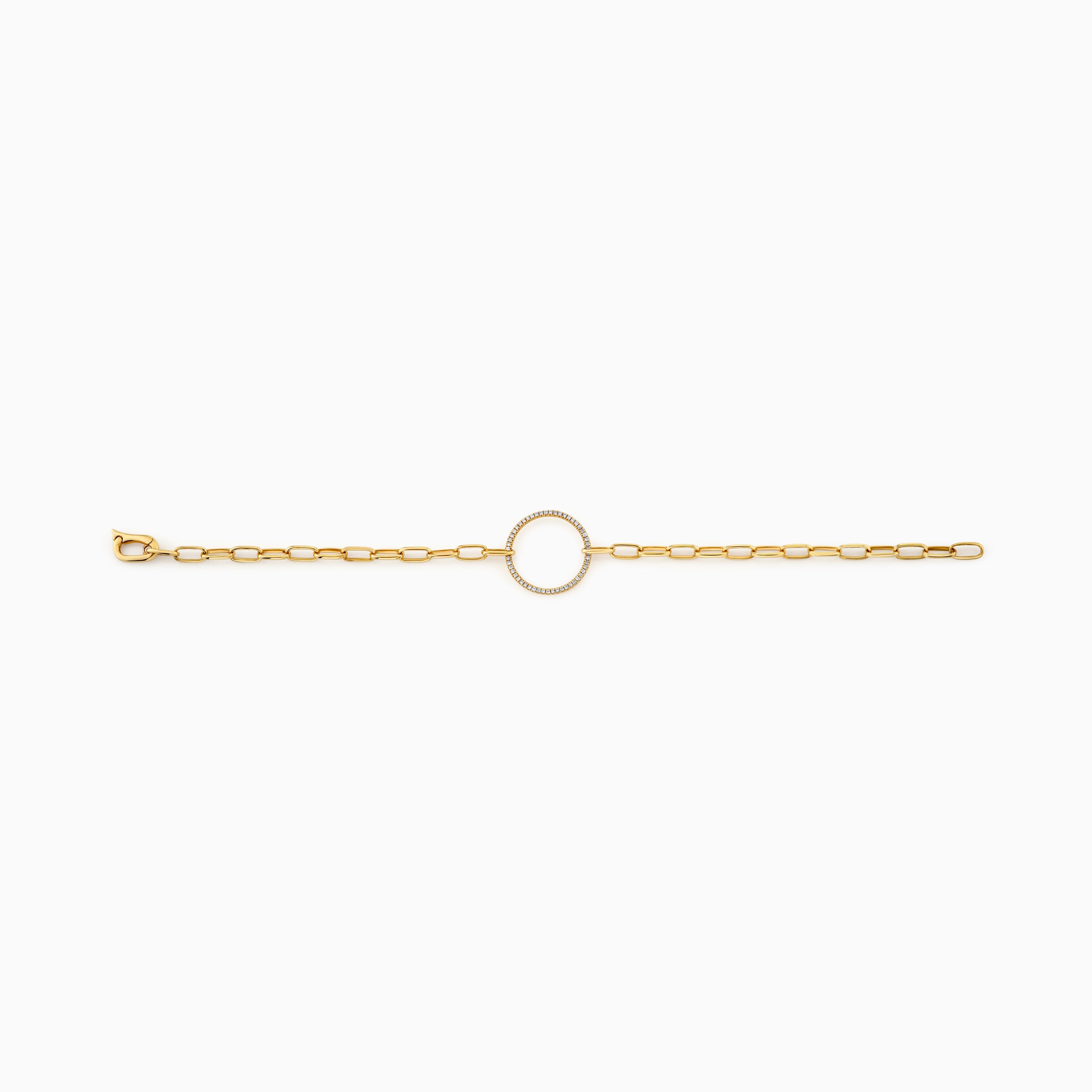 14K Yellow Gold Pave Circle Fashion Bracelet