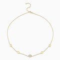 14K Yellow Gold Pave Achor Link Station Necklace