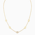 14K Yellow Gold Pave Achor Link Station Necklace