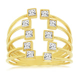 14K Yellow Gold Princess Cut Diamond Fashion Cage Ring