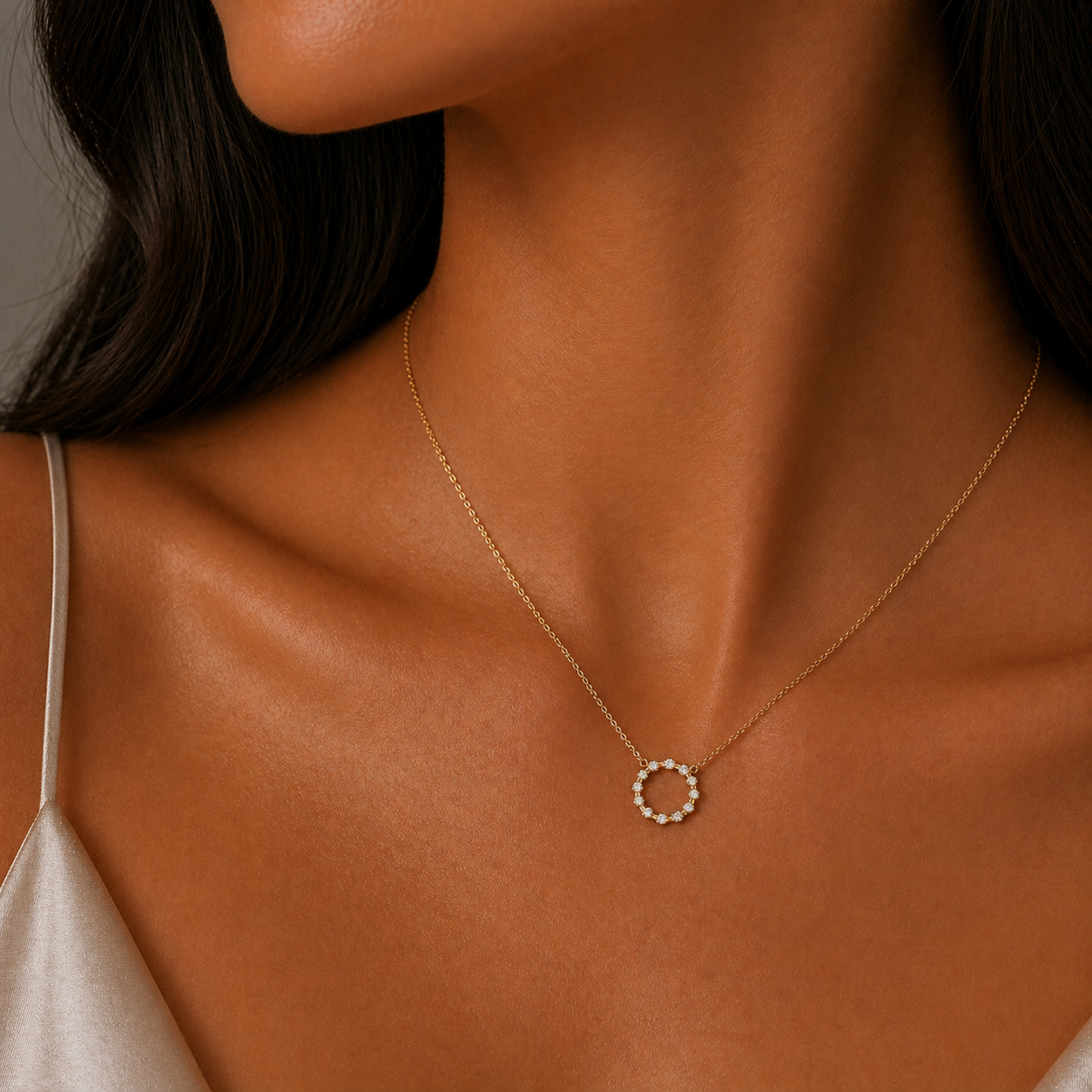 Yellow Gold Diamond Circle Pendant