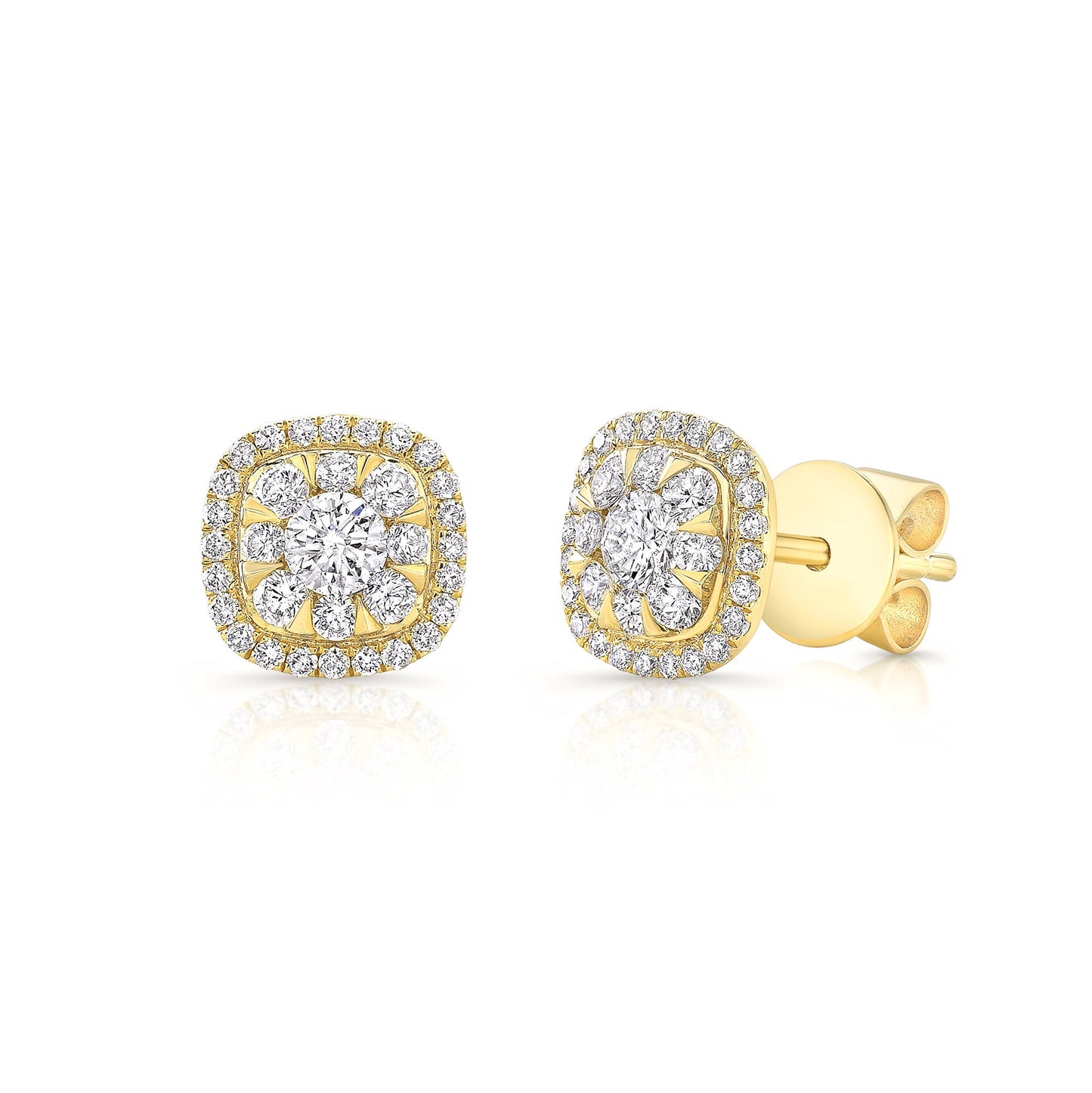 Diamond Cushion Cluster Earrings