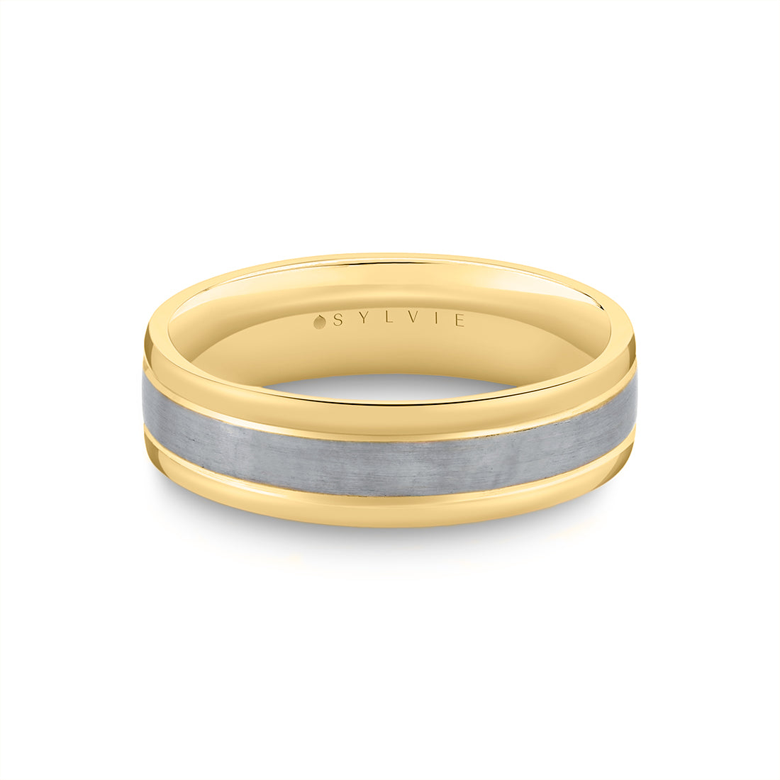 Heritage Two Tone Men's Band with Brushed Grey Gold - Luis