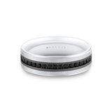 Heritage Two Tone Brushed Men's Band with Black Diamonds - Nathan
