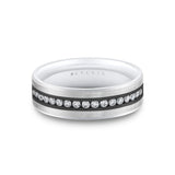 Heritage Two Tone Brushed Men's Band with Black Diamonds - Nathan