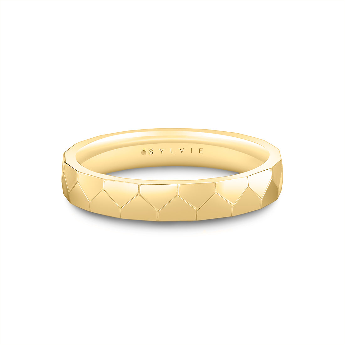 Heritage Geometric Shell Polished Men's Band - Christian