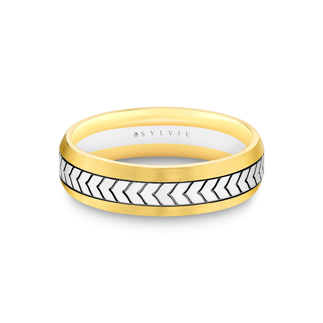 Shell Apex Two Tone Engraved Men's Band - Quincy