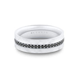 Heritage Knurled Men's Band with Black Diamond Center Channel - Dominic