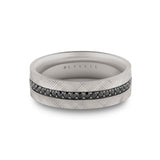 Heritage Knurled Men's Band with Black Diamond Center Channel - Dominic