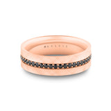 Heritage Knurled Men's Band with Black Diamond Center Channel - Dominic