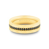 Heritage Knurled Men's Band with Black Diamond Center Channel - Dominic