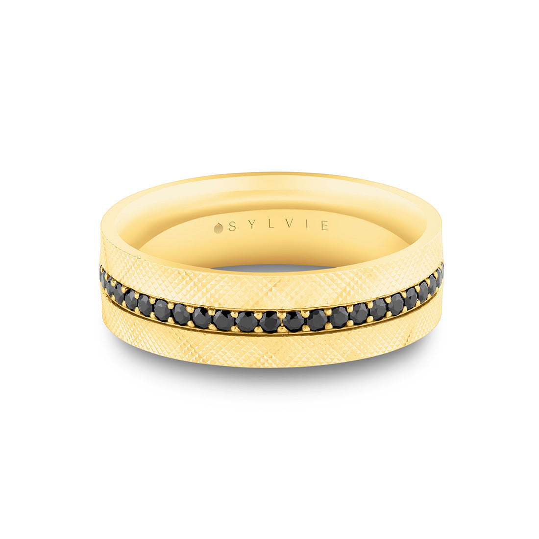 Heritage Polished Men's Band with Center Double Milgrain Groove Lines - Titus