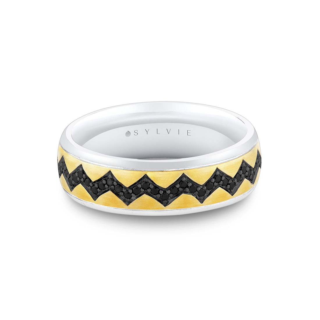 Shell Ascend Two Tone Men's Band with Black Diamonds - Vincent