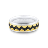 Shell Ascend Two Tone Men's Band with Black Diamonds - Vincent