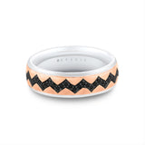 Shell Ascend Two Tone Men's Band with Black Diamonds - Vincent