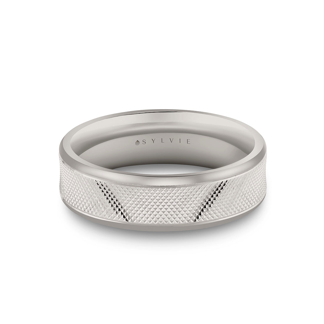 Heritage Brushed Dome Fit Men's Band with Groove Line Cross Sections - Jonathan