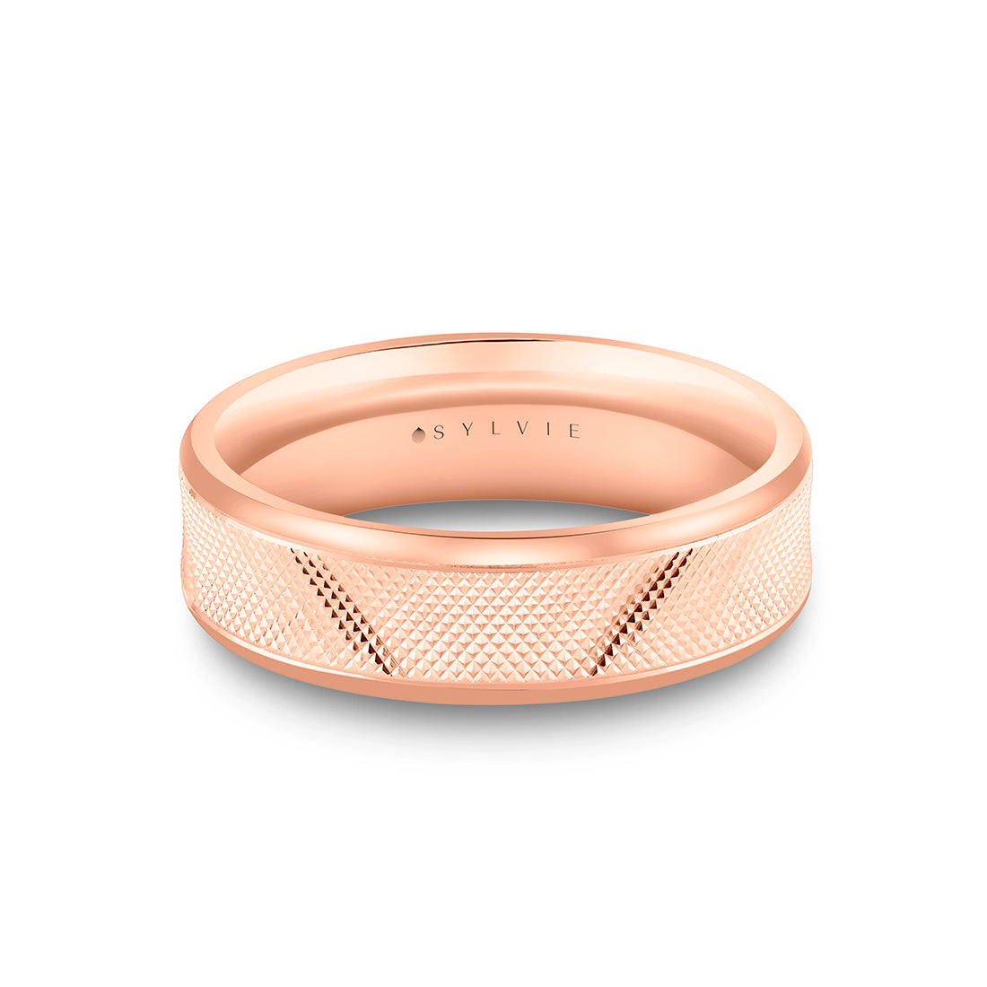 Heritage Brushed Dome Fit Men's Band with Groove Line Cross Sections - Jonathan