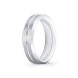 Fluted Shell Edge Knurled Channel Men's Band with Bevel Edges - Shiloh