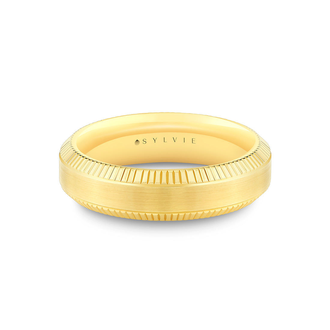 Heritage Brushed Men's Band with Polished Groove Lines - Tobias