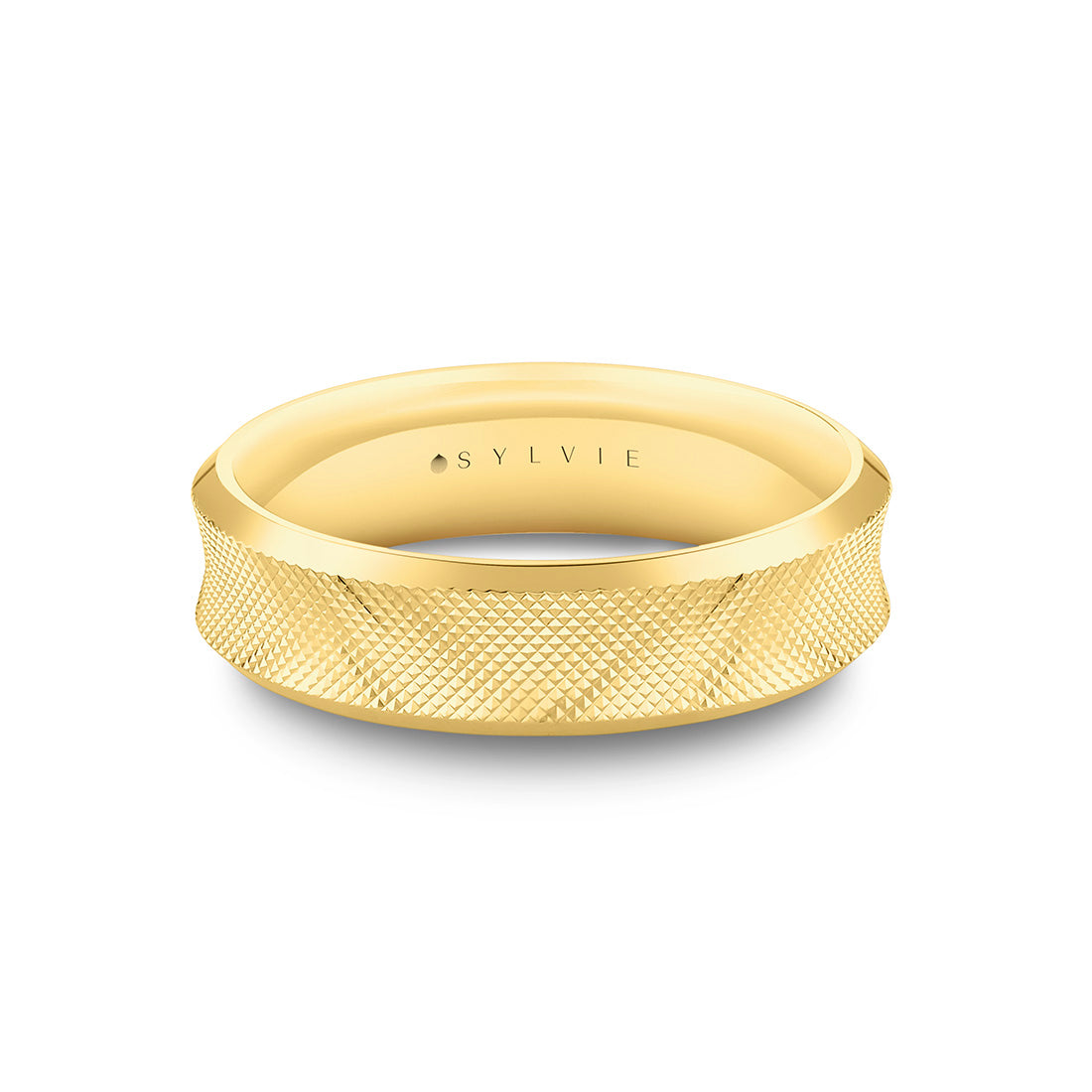 Fluted Shell Edge Brushed Channel Men's Band - Ulysses