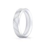 Fluted Shell Edge Brushed Channel Men's Band - Ulysses