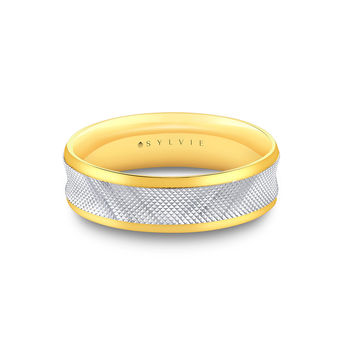 Heritage Knurled Men's Band with Polished Center Groove - Yale