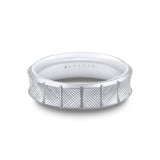Heritage Brushed Channel Men's Band with Polished Grooves - Silas
