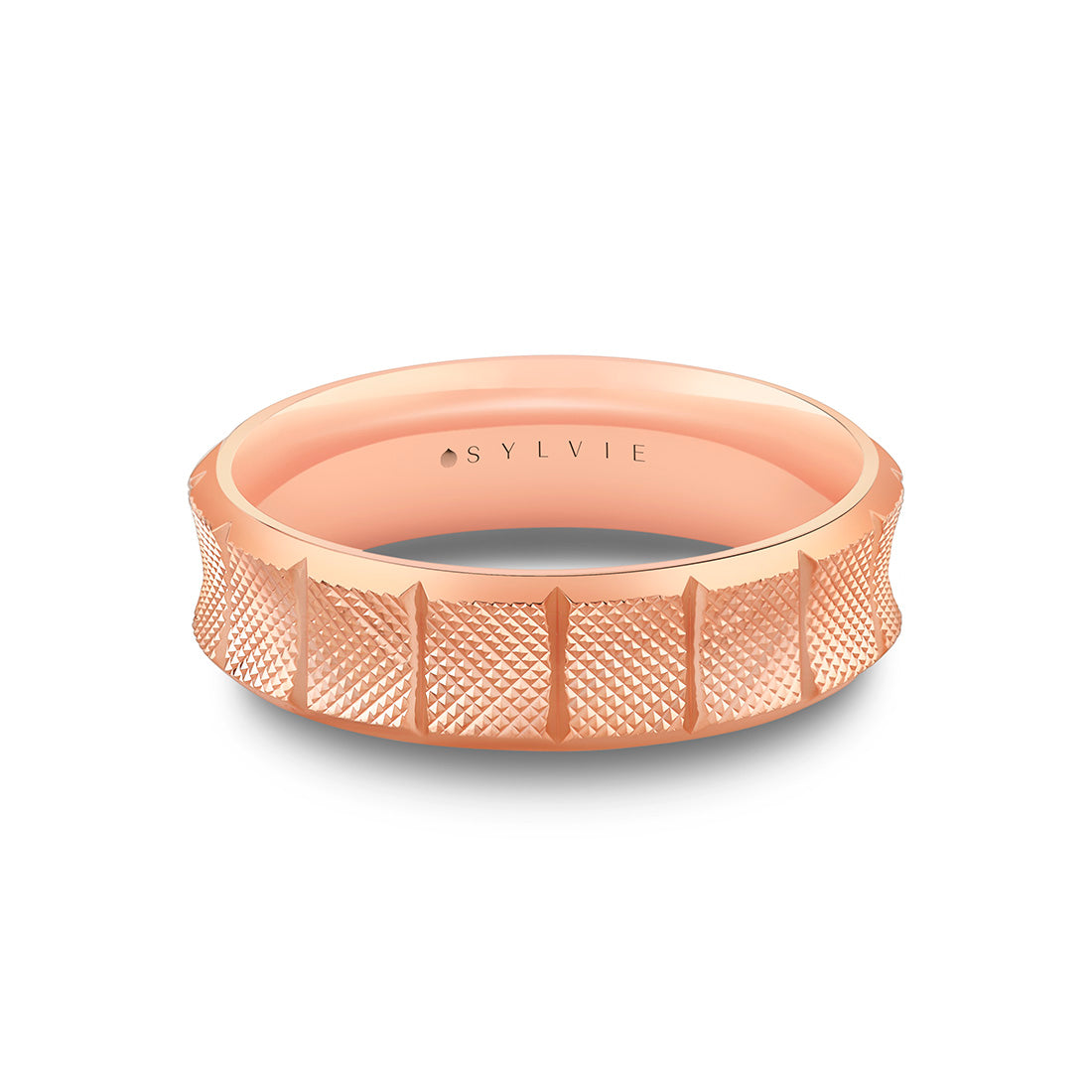 Heritage Brushed Channel Men's Band with Polished Grooves - Silas