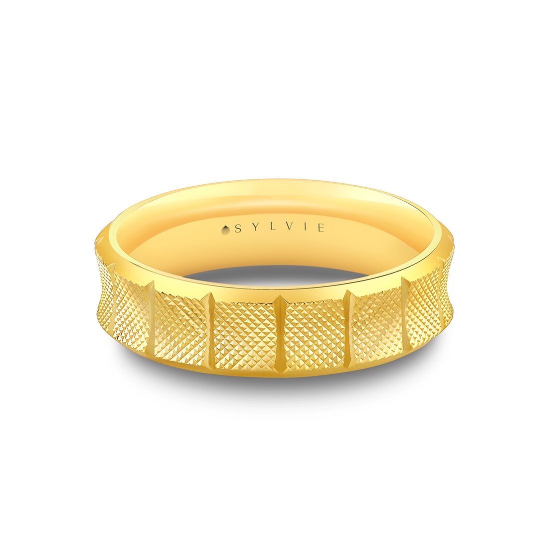 Heritage Brushed Channel Men's Band with Polished Grooves - Silas