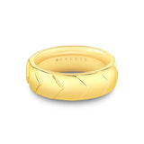 Heritage Brushed Dome Men's Band with Center Groove Line - Cyrus