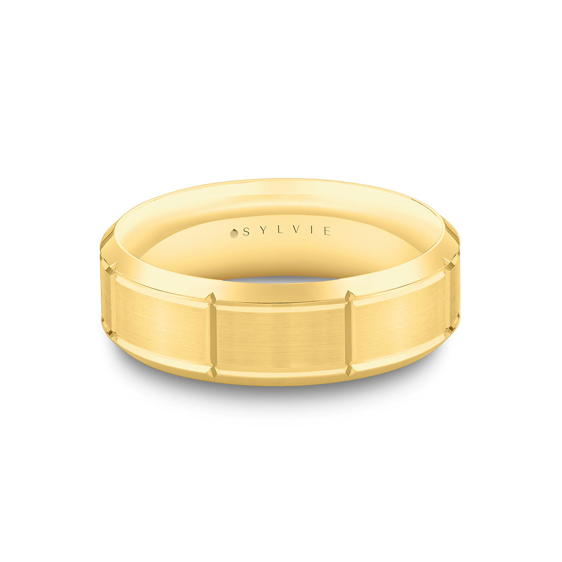 Heritage Polished Men's Band with Brushed Center Grooved Cross Sections - Ellis