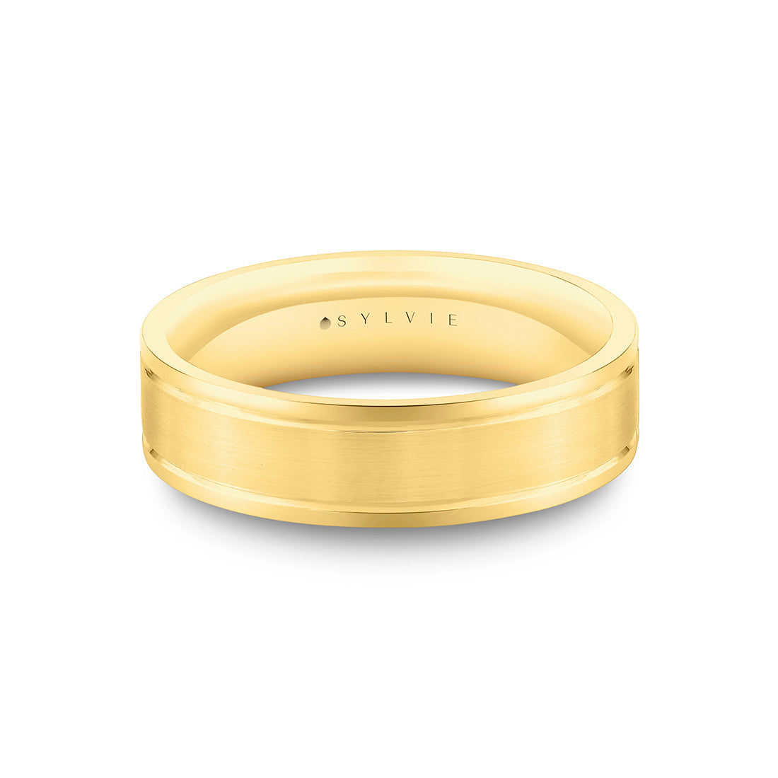 Heritage Polished Men's Band with Brushed Center Grooved Cross Sections and Beveled Edge - Fernando