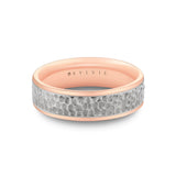 Heritage Brushed Bevel Edged Men's Band with Vertical Grooves - Koa