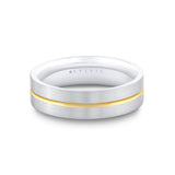 Heritage Polished Men's Band with Hammered Grey Gold Center Channel - Logan