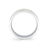 Heritage Polished Men's Band with Hammered Grey Gold Center Channel - Logan