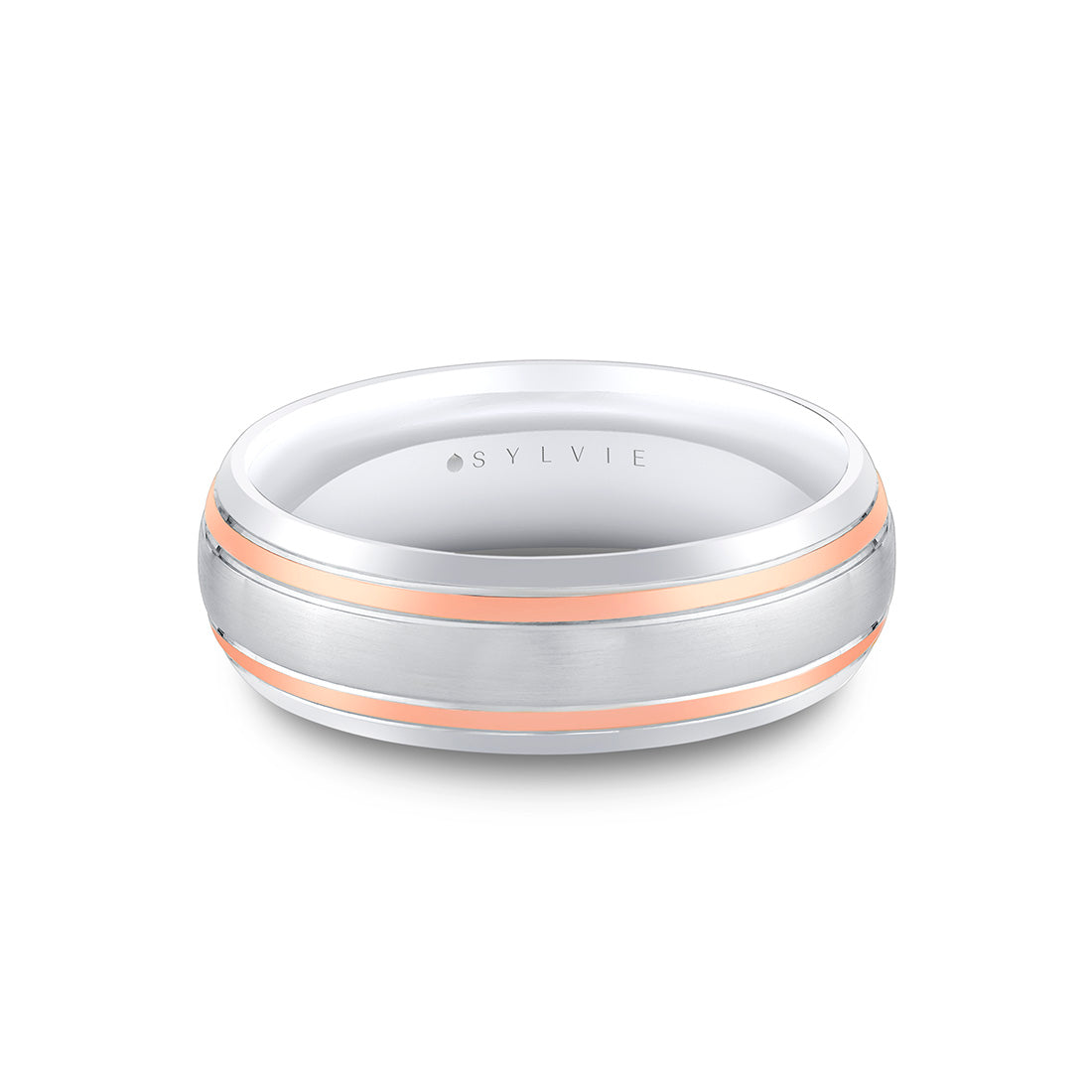 Heritage Knurled Bevel Edged Men's Band with Polished Center Channel - Owen