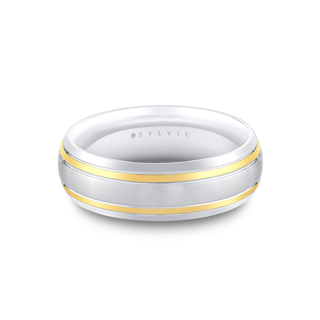 Heritage Knurled Bevel Edged Men's Band with Polished Center Channel - Owen
