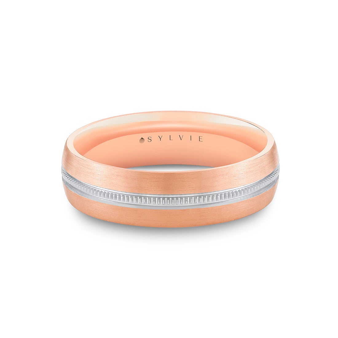 Heritage Brushed Dome Men's Band with Center Channel Trim - Peyton