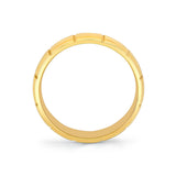 Heritage Bevel Edged Men's Band with Vertical Groove Knurled Center Channel - Rafael